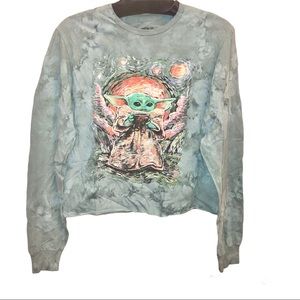 Star Wars Mandalorian the Child Baby Yoda Starry Night Tie Dye Long Sleeve Small